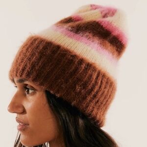 Free People The Groove Striped Beanie - Candy Stripe